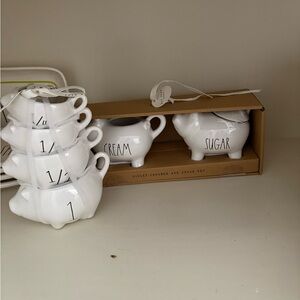 Rae Dunn White Piglet Creamer and Sugar Set and Measuring Cups